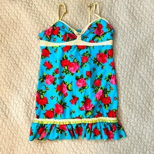 BETSEY JOHNSON floral Ruffle Mini Dress Intimate
